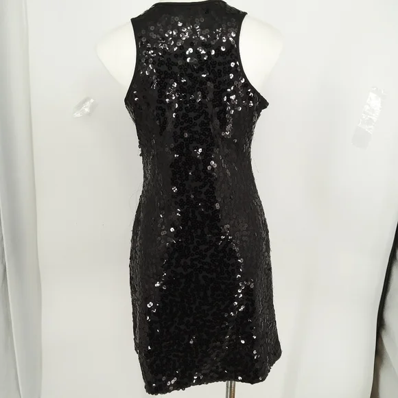 CALVIN KLEIN BLACK SLEEVELESS SEQUINED COCKTAIL DRESS SIZE 6 - Picture 6 of 7